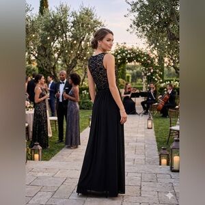 Night Way Collections Black Lace-Back Maxi Dress